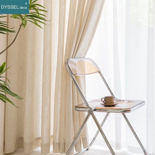 Voilage rideau style lin moderne pour salon chambre - vue 3 sur 7
