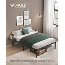 VASAGLE Double Bed Frame, Metal Bed Frame, with Bedside Shelves, Guest Bed Frame, for 190 x 140 cm Mattresses, Easy Assembly