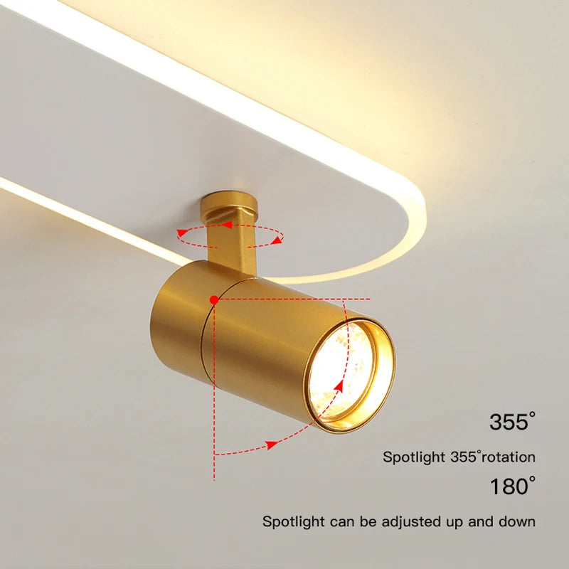 Plafond moderne à LEDs lumière avec projecteurs pour salon chambre cuisine couloir bande blanche allée lampe éclairage intérieur - vue 5 sur 14
