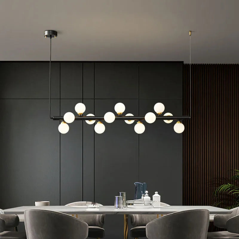 lustre moderne en verre et cuivre avec fil réglable - vue 4 sur 8