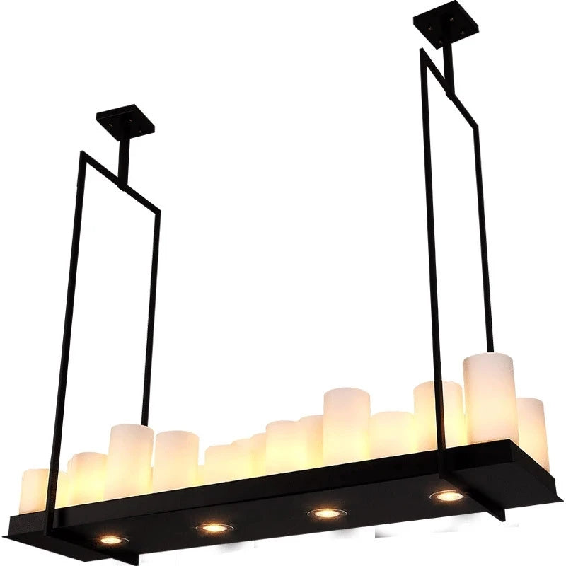 Vintage LED glass candle chandelier pendant for living room, dining, kitchen, restaurant - vue 16 sur 16