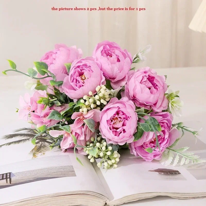 bouquet de pivoines artificielles pour décoration intérieure - vue 9 sur 12