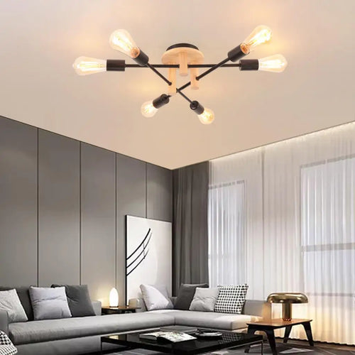 lustre moderne en bois pour décoration intérieure suspendue - vue 2 sur 9