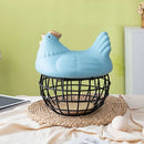 Ceramic Egg Storage Basket, Living Room, Fruit, Garlic, Hollow Metal Hen Shaped, Kitchen Organizer