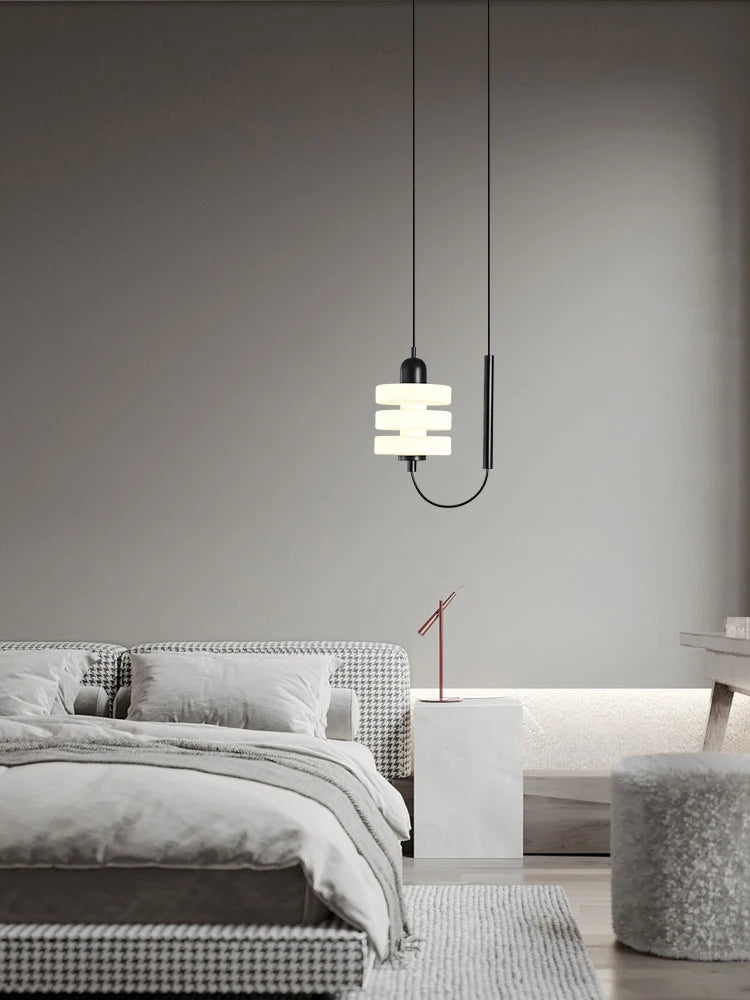 lustre en verre noir et blanc design moderne élégant - vue 4 sur 7