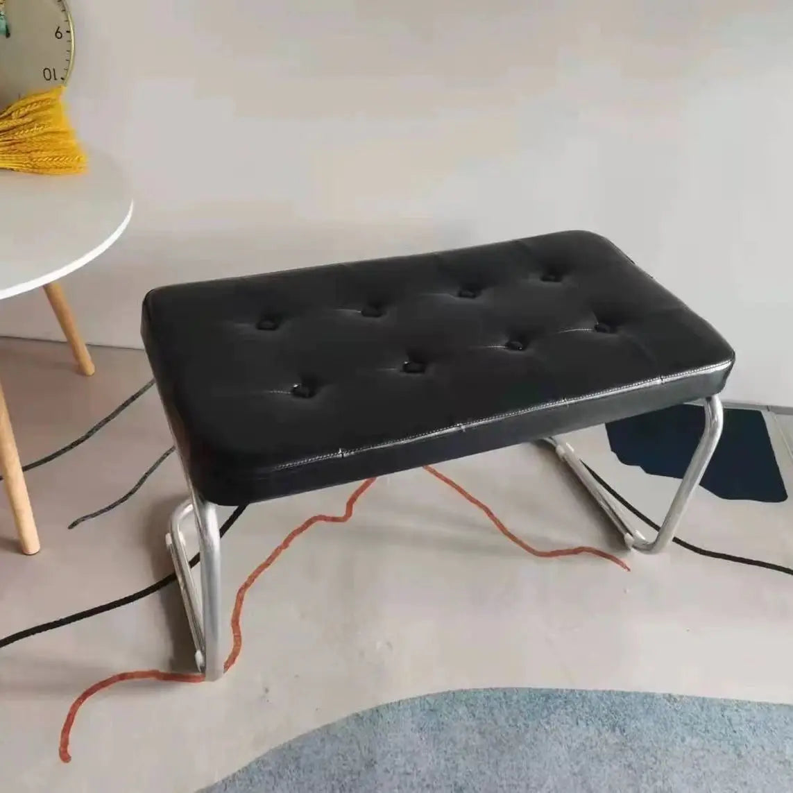 Nordic Stainless Steel Bench Cloakroom Vintage Bed End Stool Iron Wrought Door Shoe Change, Dining Room Benches - vue 6 sur 12