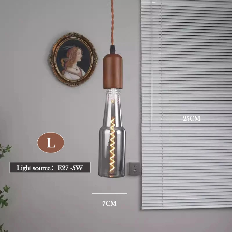 lustre en verre d'art rétro en bois massif créatif pour décoration intérieure - vue 10 sur 25