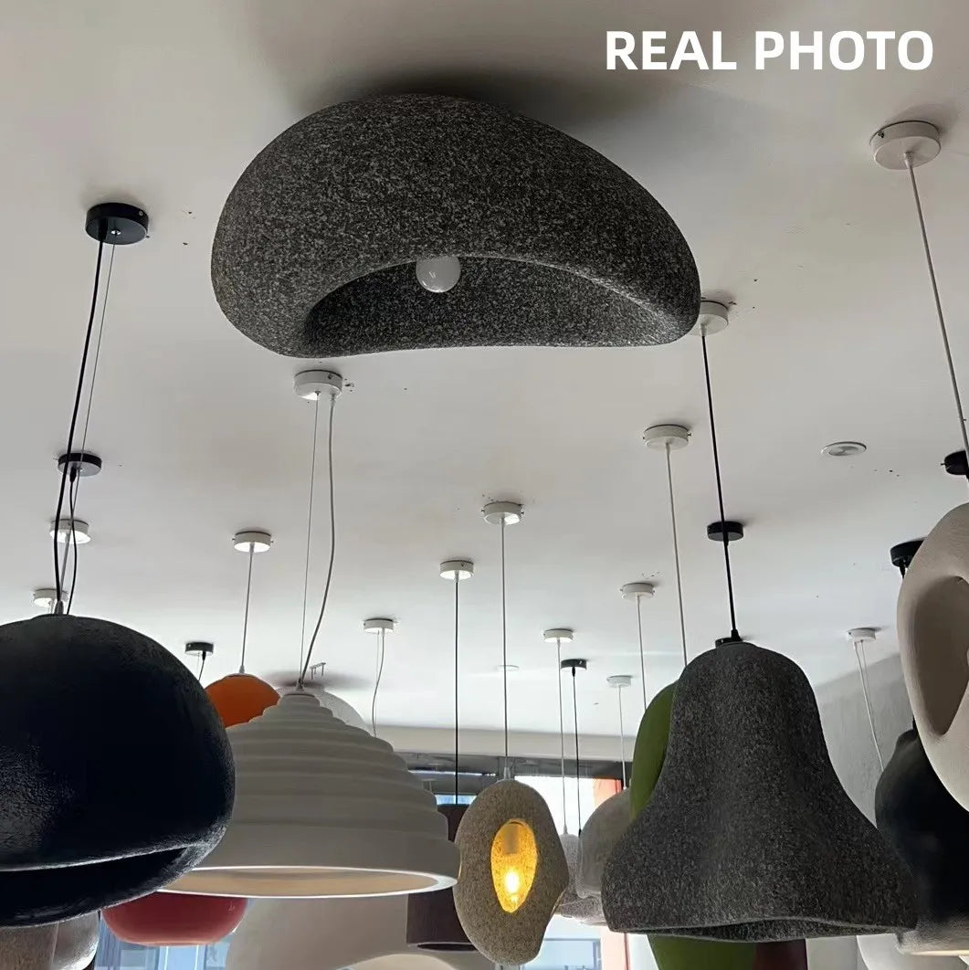 Nordic minimalist Wabi Sabi E27 Led Ceiling Light Modern Japanese Cream style bedroom ceiling light gloss decorative luminaire - vue 4 sur 12