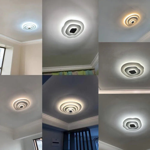 Anneaux annuels modernes LED lustre intérieur salon ondulation forme meubles de maison décoration fer blanc corps couleur lampe éclairage - vue 6 sur 14