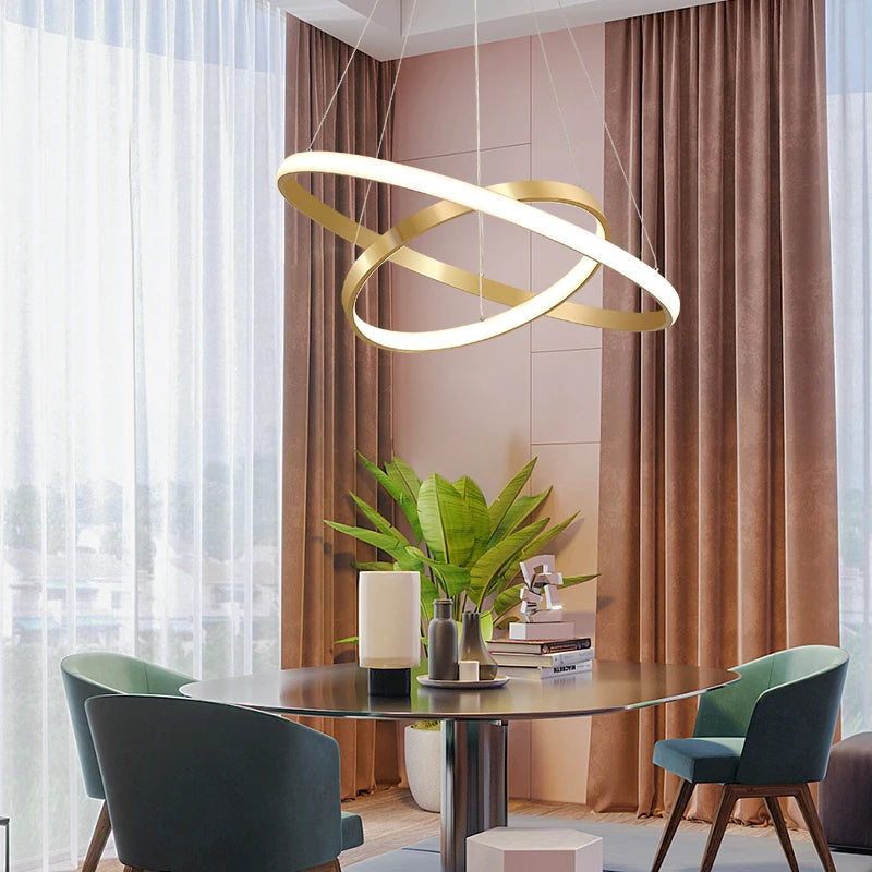 lustre moderne style nordique avec télécommande et anneau lumineux - vue 7 sur 30