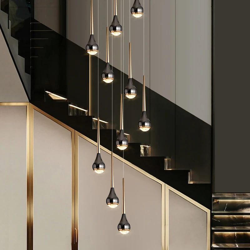 lustre long nordique moderne creux idéal pour loft hôtel appartement - vue 5 sur 16