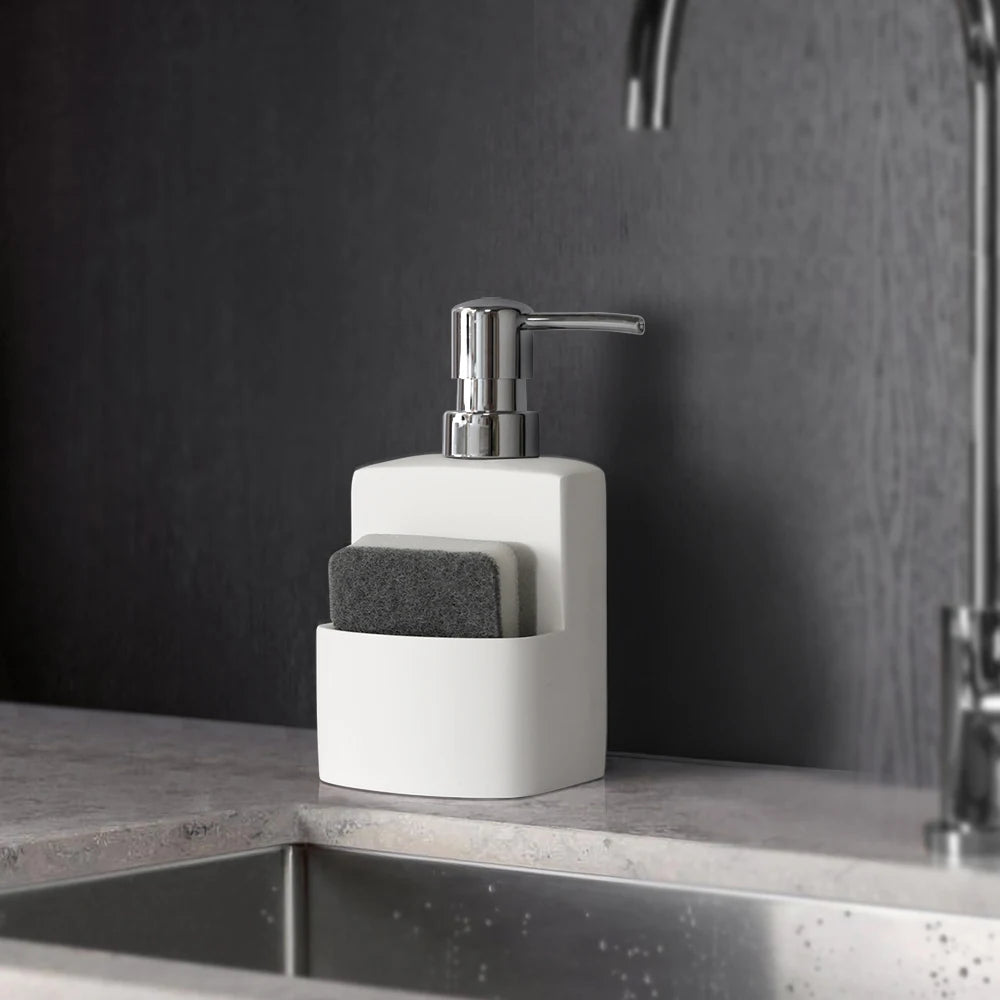 distributeur de savon liquide avec rangement pour accessoires de cuisine - vue 3 sur 14