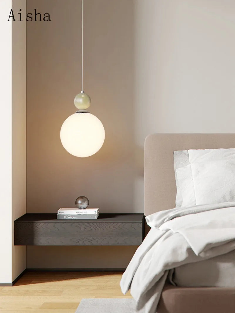 Minimalist romantic glass pendant light with eye protection decorative - vue 3 sur 10