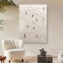 Custom Hand-painted Oil Painting Skiing, White Snow Scene, Living Room Decorative Painting Abstract Knife Painting Thick Texture