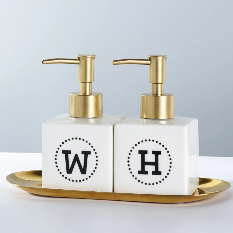 WHYOU Cermic Separate Shampoo Shower Gel Bottle, Liquid Soap Dispensers, Emulsion, Latex Hand Wish Bottles, Bathroom Accessories - vue 4 sur 18