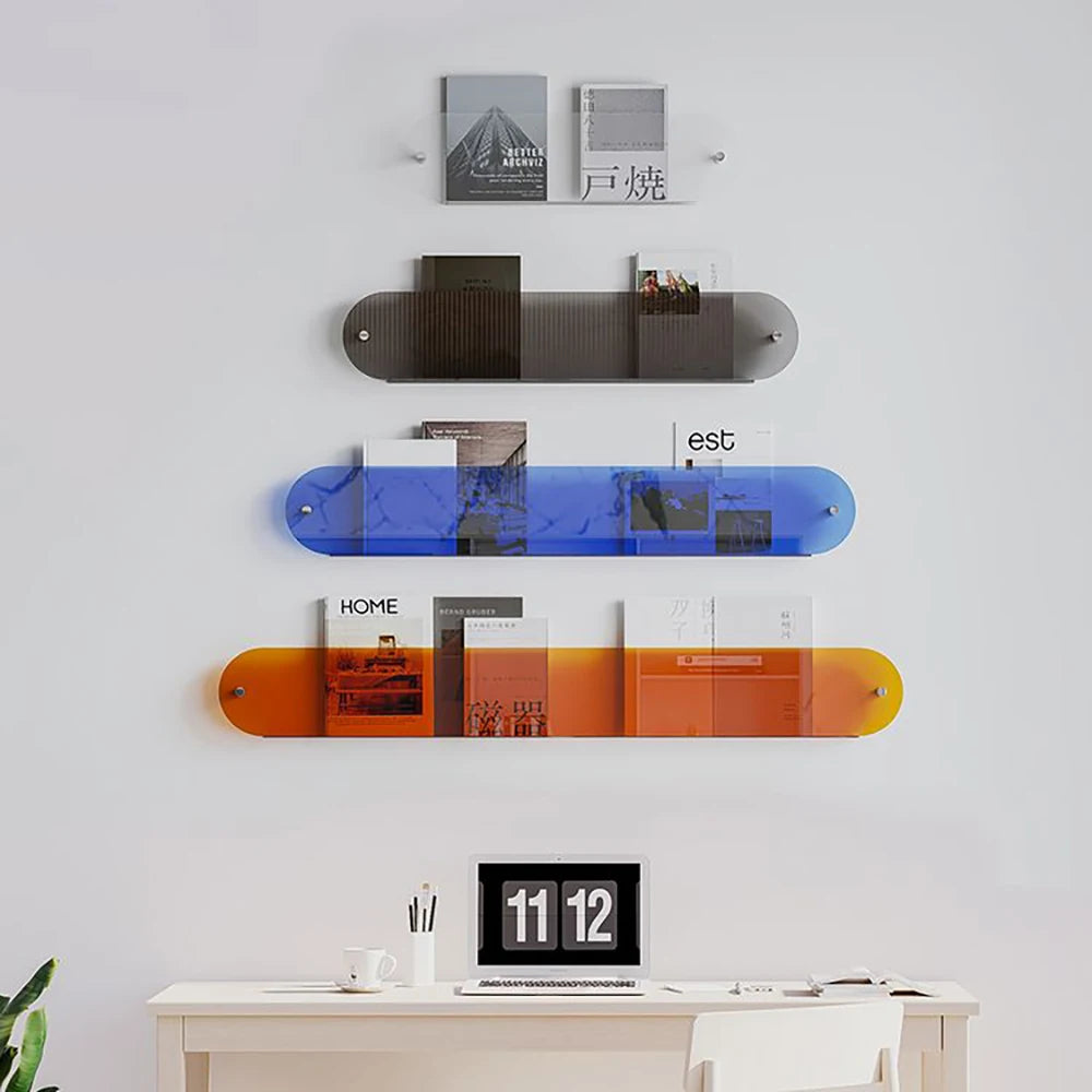 étagère murale flottante en acrylique porte-revues et organisateur de littérature - vue 4 sur 52