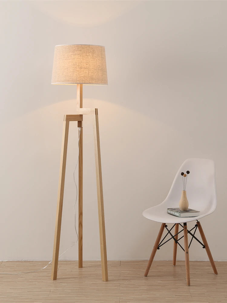 Lampes sur pied pour salon Vintage lampadaire en bois pied pour étude chambre chevet éclairage Led trépied lampe sur pied