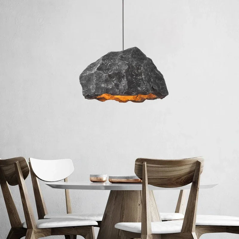 lustre design nordique en micro ciment style japonais fait main - vue 4 sur 9