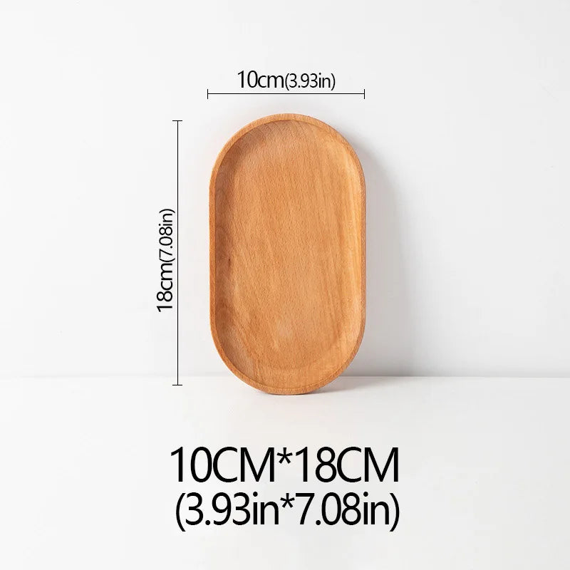 Wood Beech Plate Fruit Plate Oval Pallet trays decorative Candy Rectangular Dessert Dinner Tableware Tray, Kitchen Accessories - vue 13 sur 16