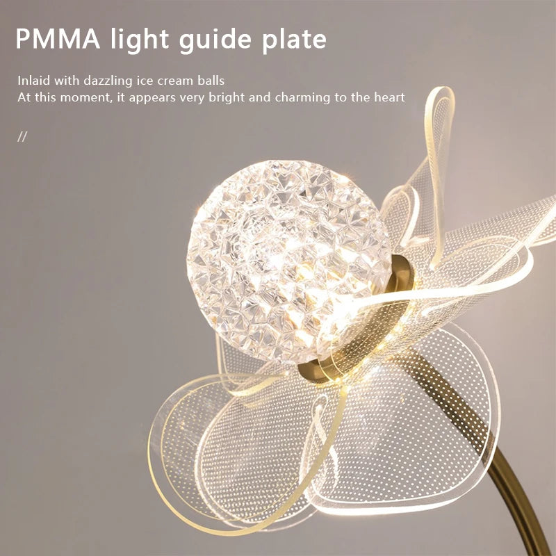 applique murale led de luxe en forme de fleur décorative