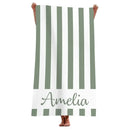 Serviette de plage personnalisée rayures géométriques microfibre absorbante