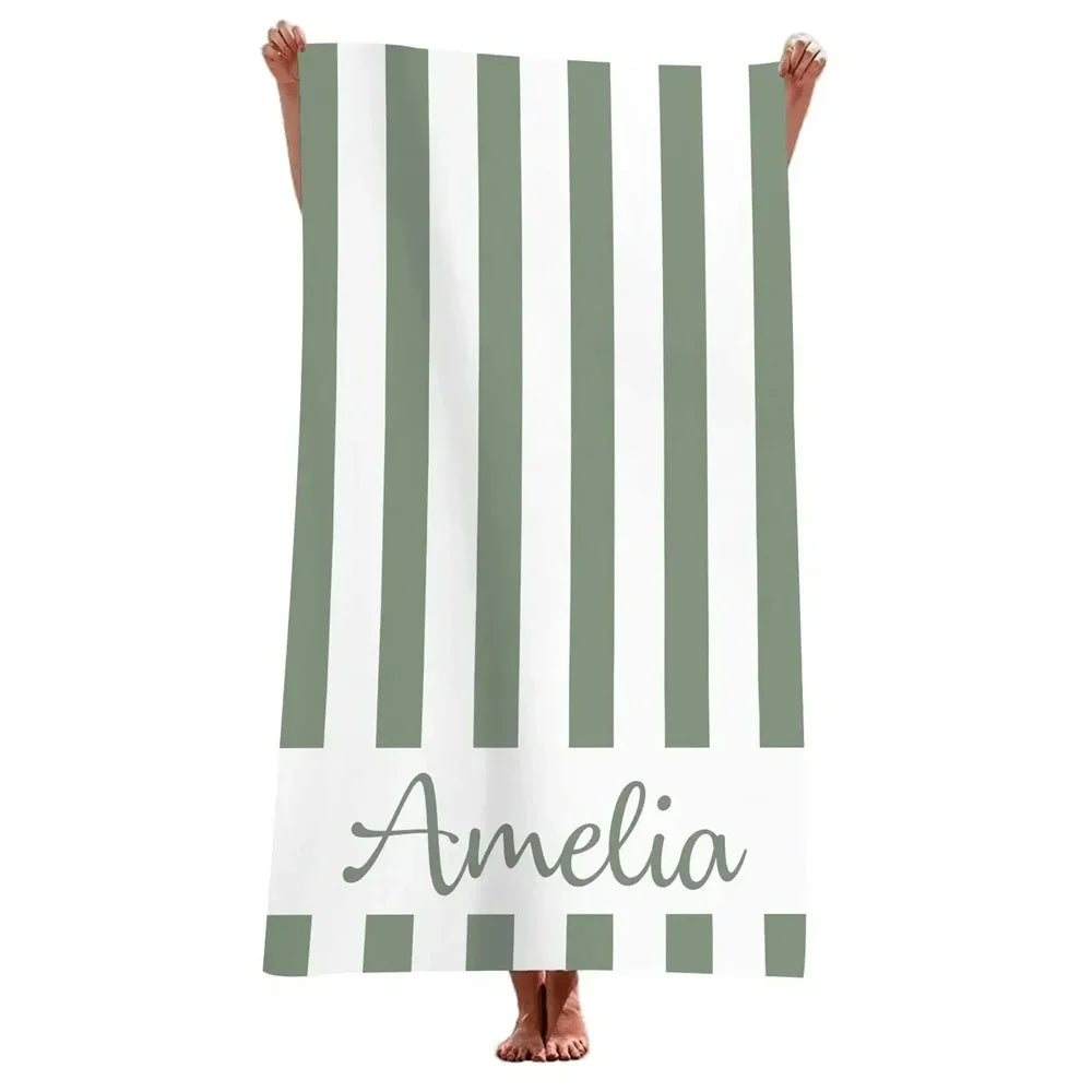 serviette de plage rayée personnalisée microfibre absorbante - vue 4 sur 5
