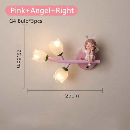 applique murale fille lapin g4 led fleur - vue 22 sur 22
