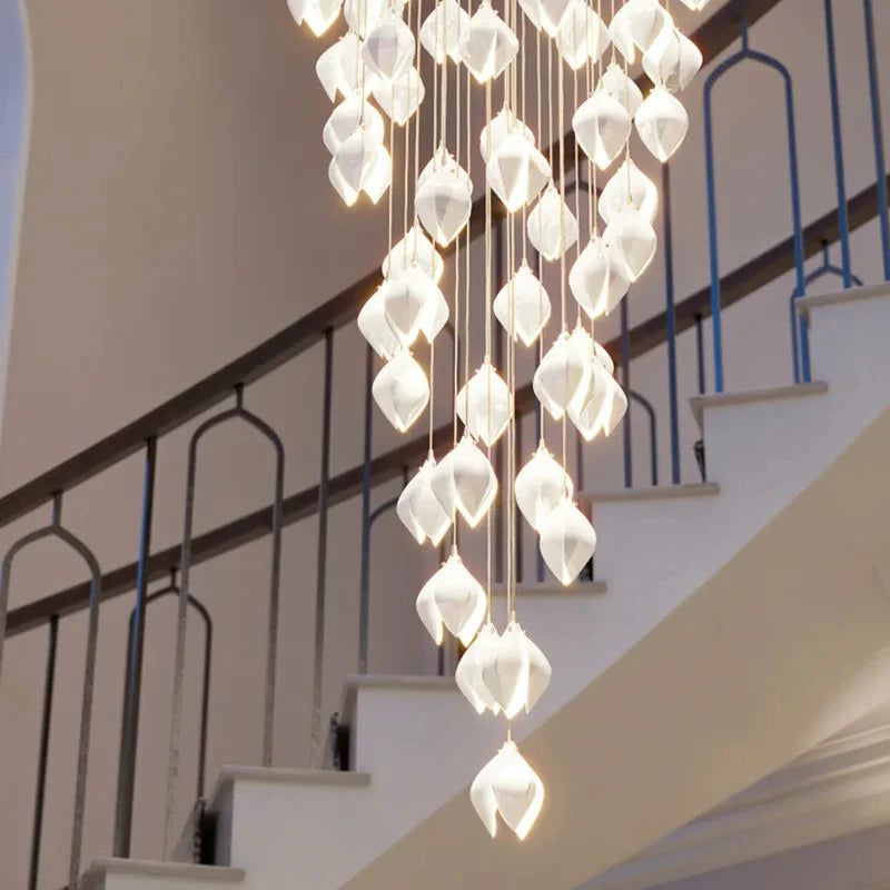 lustre duplex led en céramique magnolia pour hôtel et villa - vue 5 sur 15