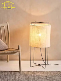 Minimalist Japanese wabi-sabi fabric floor lamp for indoor use