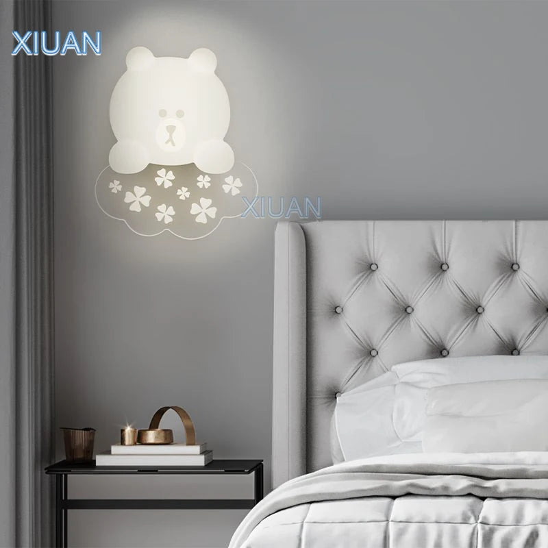 applique murale ours blanc lumière étoile lune pour enfants - vue 4 sur 9