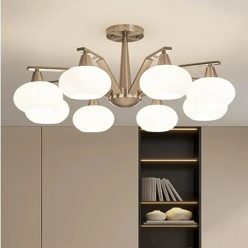 lustre moderne en métal avec éclairage led décoratif - vue 4 sur 12