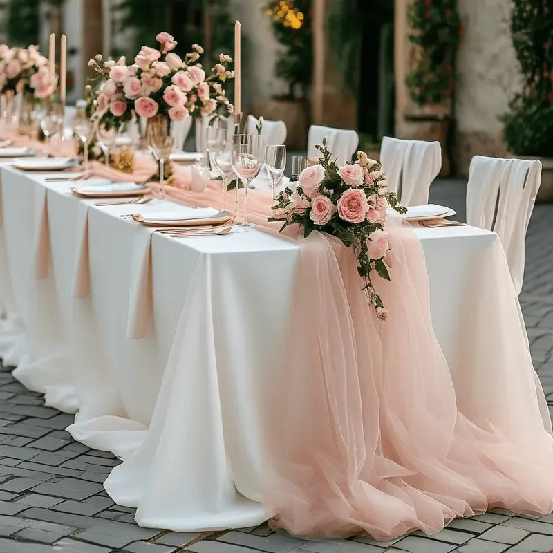Chemin de table gaze transparente decoration mariage fete