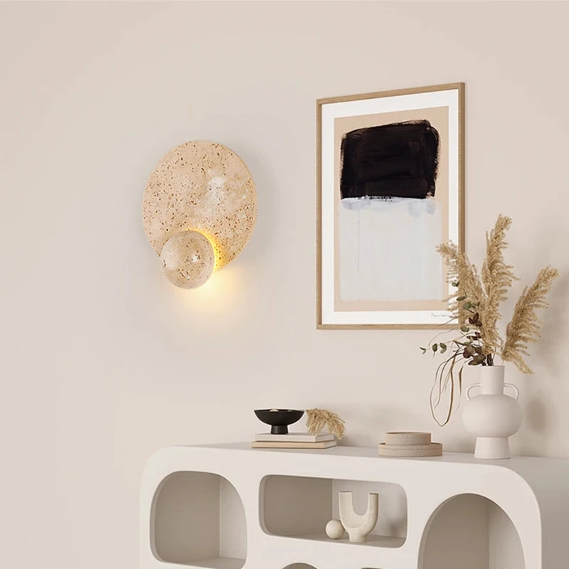 applique murale led ronde en pierre naturelle art déco - vue 4 sur 7