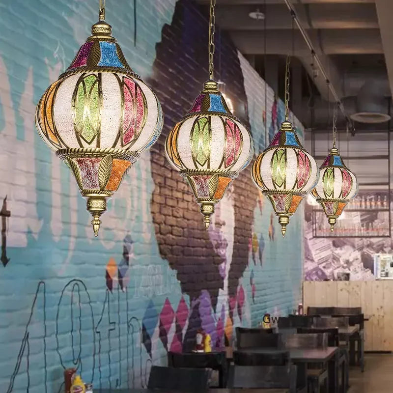 lustre suspendu asiatique décoratif pour intérieur bohème - vue 6 sur 18