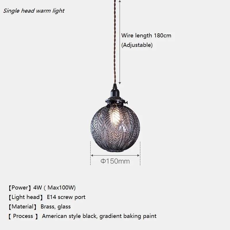 lustre nordique loft boule de verre led décoration de luxe - vue 4 sur 10