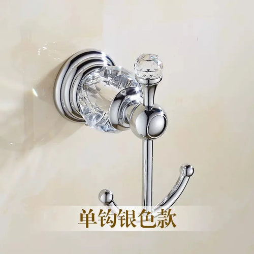 crochet en cristal et acier inoxydable pour salle de bain