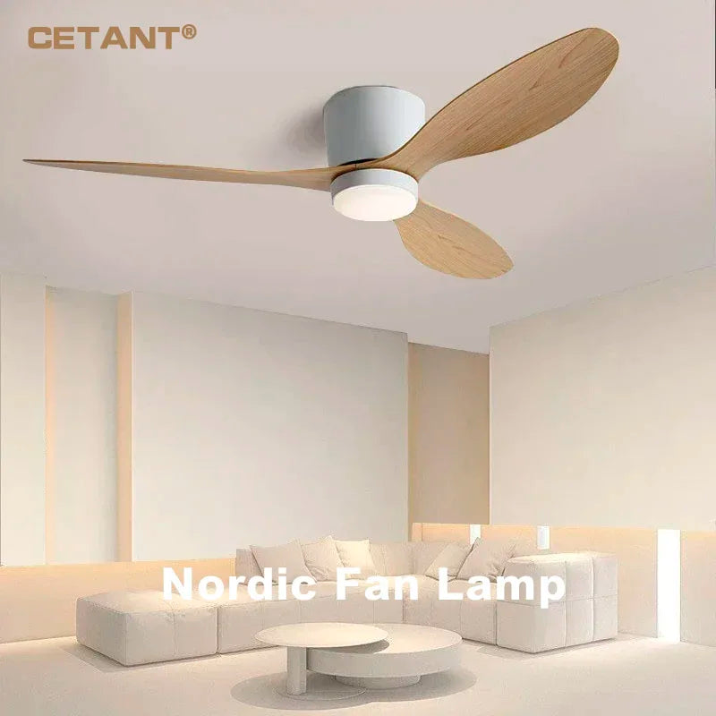 plafonnier ventilateur lumineux avec télécommande design nordique - vue 2 sur 11