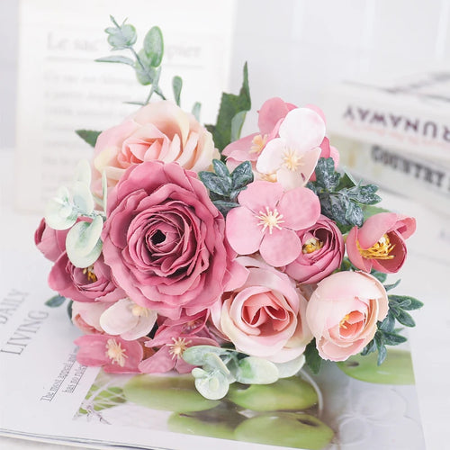 fleurs artificielles soie pivoine hortensia décoration mariage bouquet - vue 39 sur 40