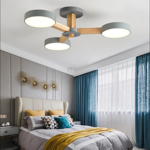 Plafonnier Led en bois au design moderne - vue 4 sur 15