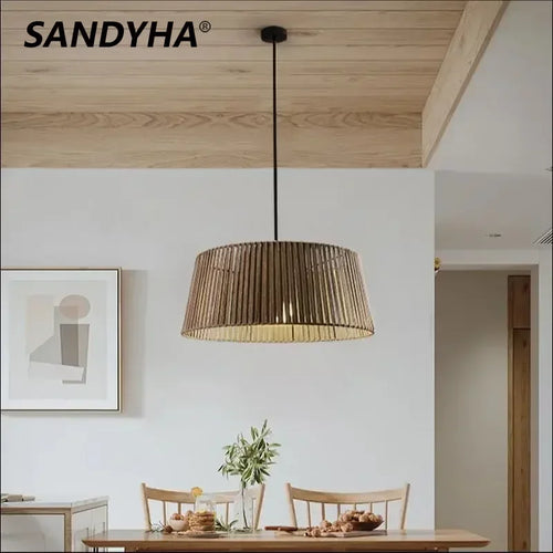lustre nordique sandyha corde tissée lampes led suspendues