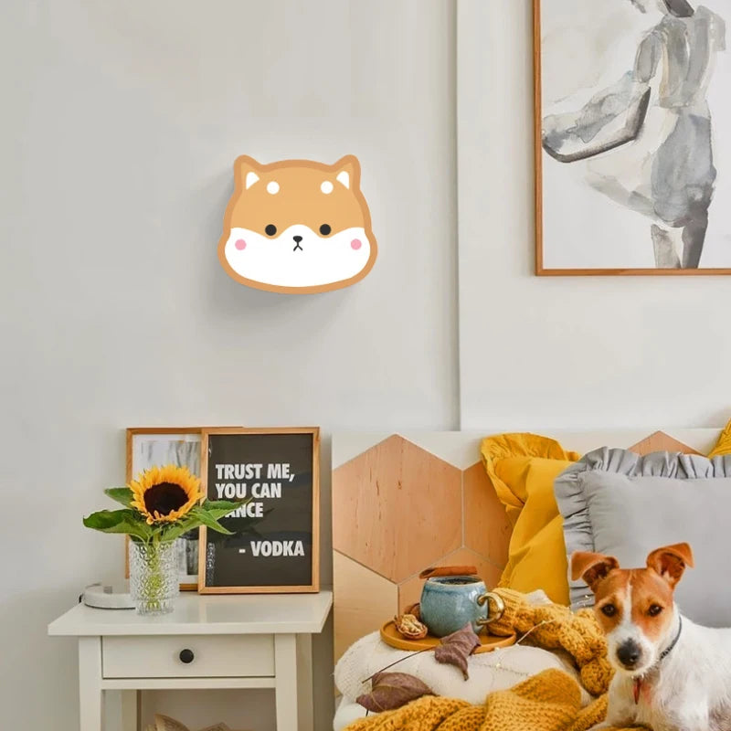 applique murale créative shiba inu dinosaure pour enfants - vue 3 sur 8