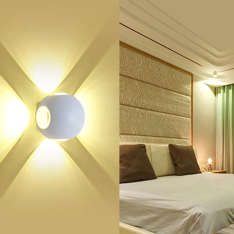 Applique murale LED de jardin étanche ronde à quatre côtés - vue 3 sur 8