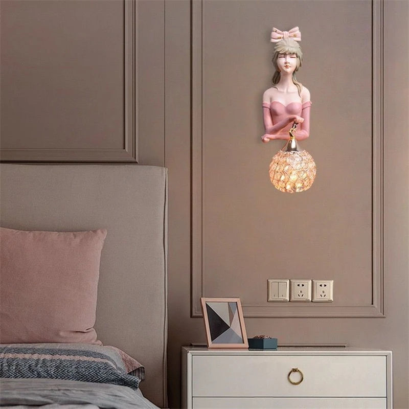 applique murale led moderne en résine pour belle fille - vue 4 sur 7