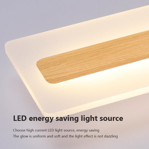 Plafonnier lumière led bois minimaliste déco entrée couloir vestiaire - vue 6 sur 16
