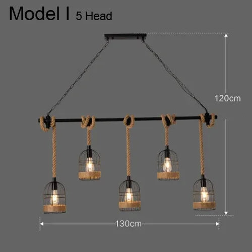 Lustre et Suspension rustique industrielle avec cordage - vue 14 sur 21