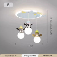 lustre dessin animé animal avec veilleuses nuage pour enfants