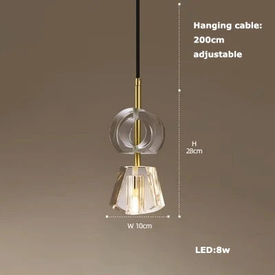 suspension en verre cristal art déco avec éclairage led - vue 20 sur 25