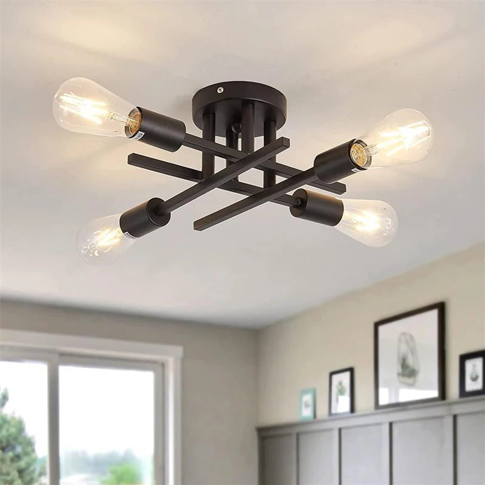 lustre spoutnik vintage à tiges multiples en fer moderne - vue 3 sur 9