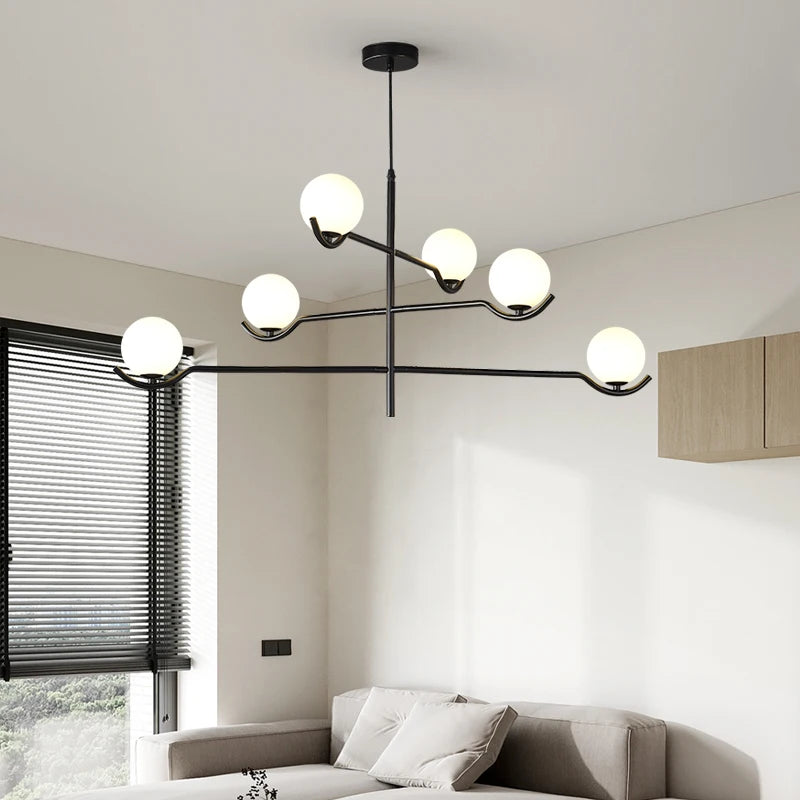 lustre design moderne en verre et métal luminaires suspendus - vue 4 sur 9