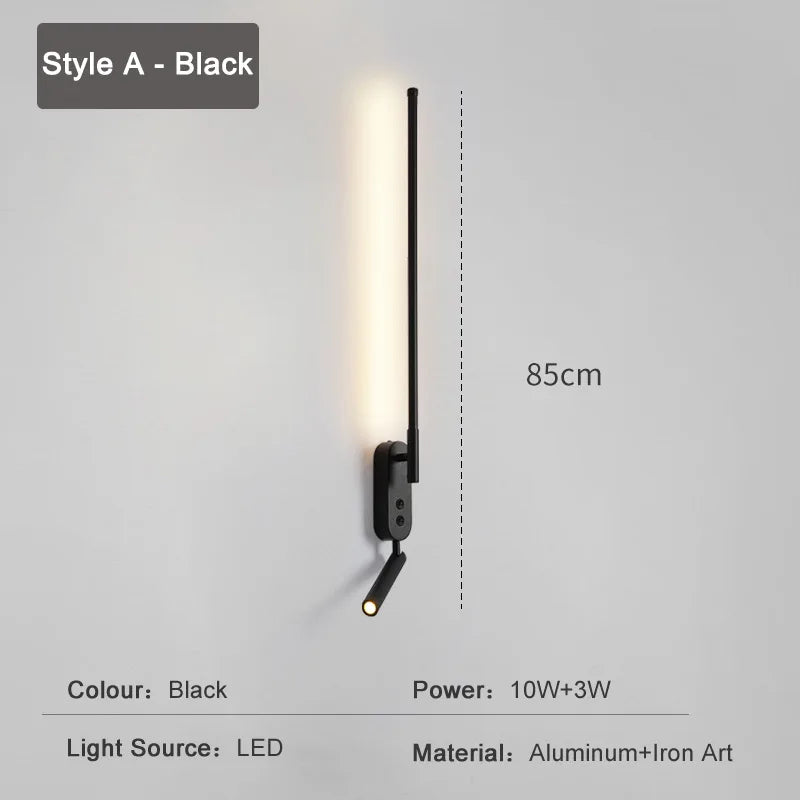 Minimalist nordic LED wall light with switch for reading - vue 12 sur 12